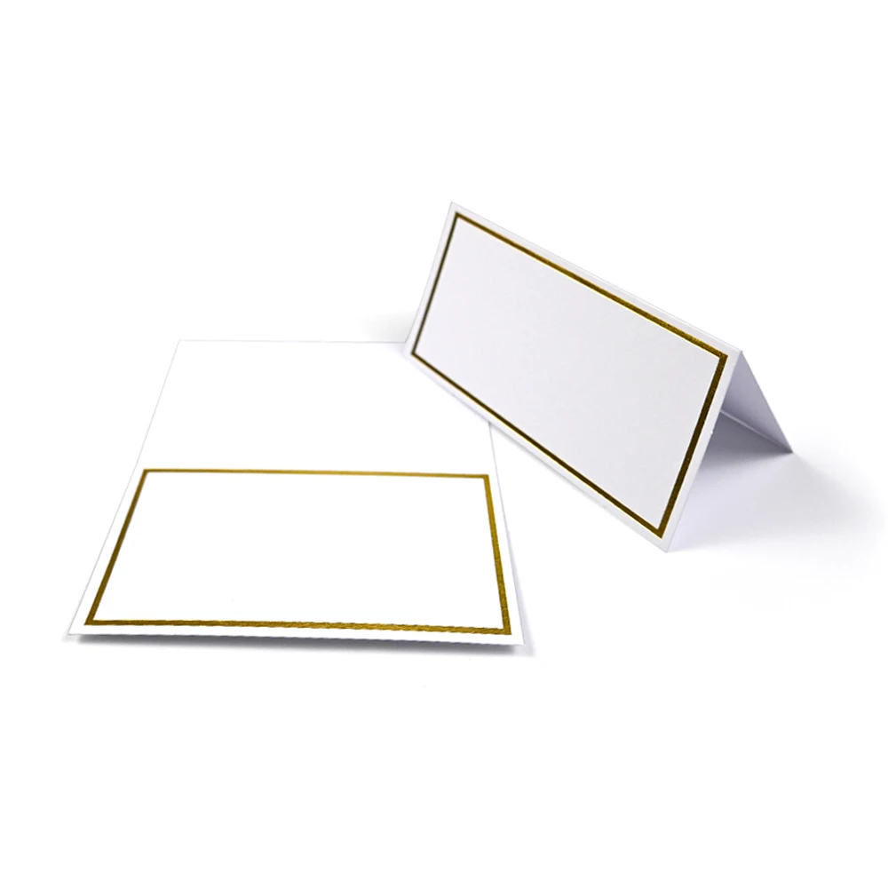 3.5x4 inch E-Commerce Small Tent Cards with Gold Foil Border Wedding Table Place Name Card
