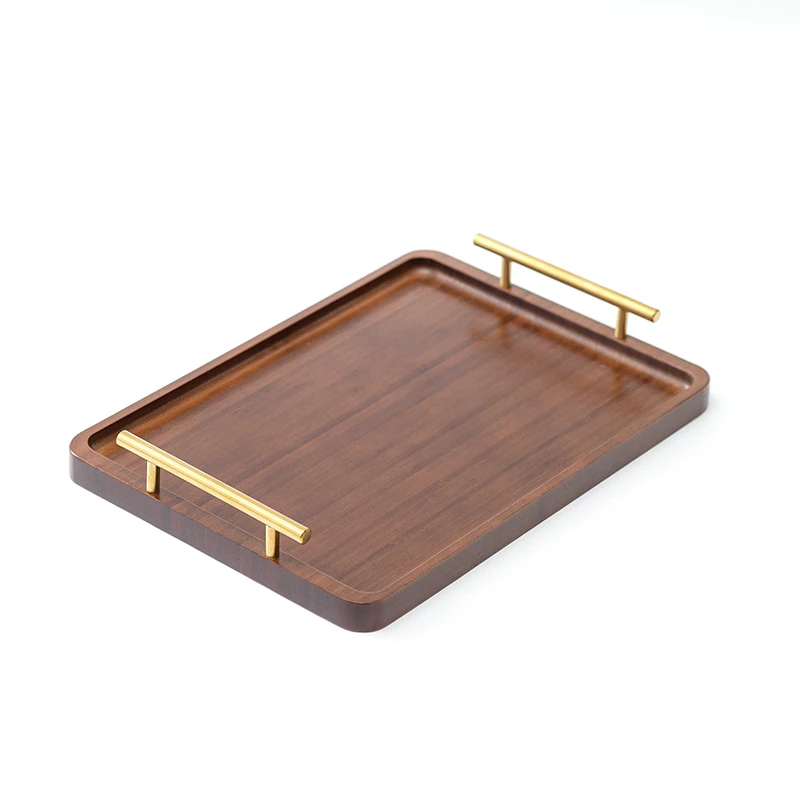 Natural Bamboo Plate Coster Food-Safe Wooden Bamboo Fruit Service Tray Nuts Tray Cracks Storage with Handle for Wedding Party