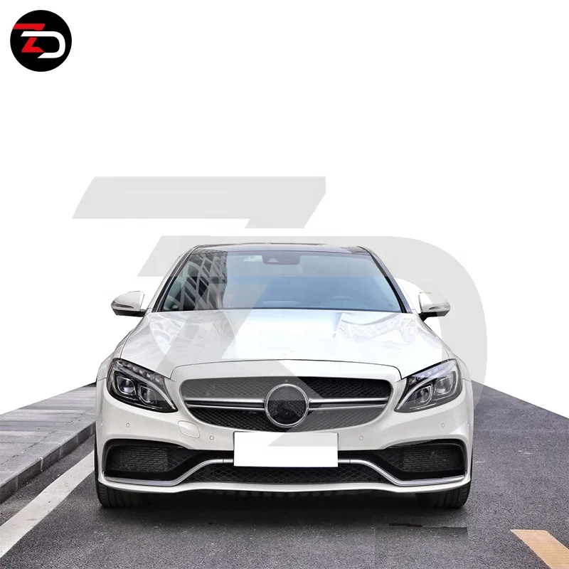 Good Fitment C63 Style Body Kit With Main Grill Side Skirts Bumpers For Mercedes C Class W205 C200 C300 C260 2015-2019