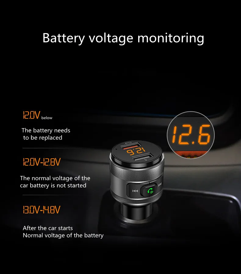 Quick charge 3.0 Car BT FM Transmitter Dual USB Ports Car Charger FM Modulator MP3 Player Car Lighter Handfree