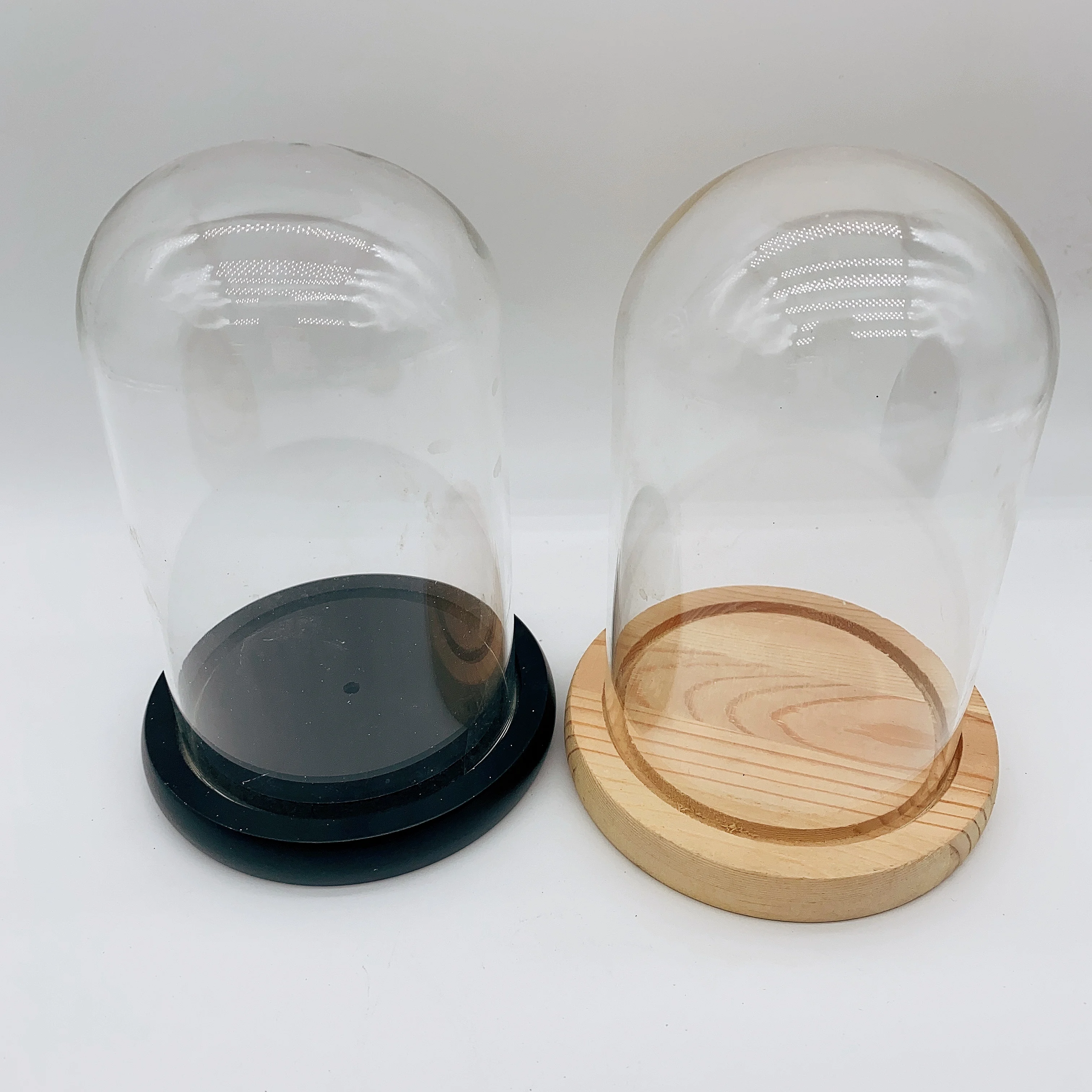 Wholesale Forever Flower Roses Preserved Roses Glass Dome Baubles Hand Blown Large Clear Cloche Glass Dome With Wooden Base