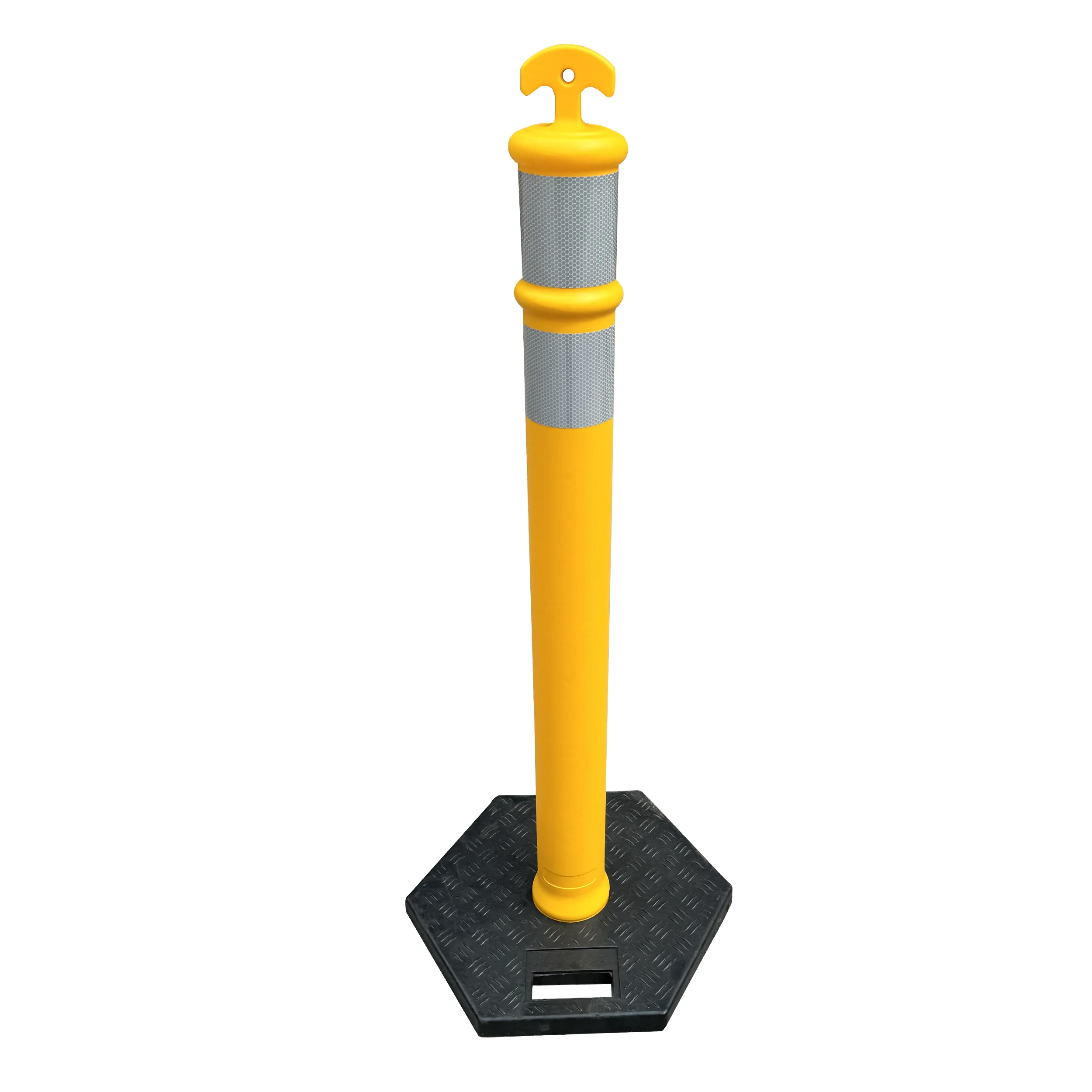 Factory T-Top Warning Post with Reflective Collars Delineator Bollards 6kg 8kg 10kg Rubber Base Traffic Warning Products