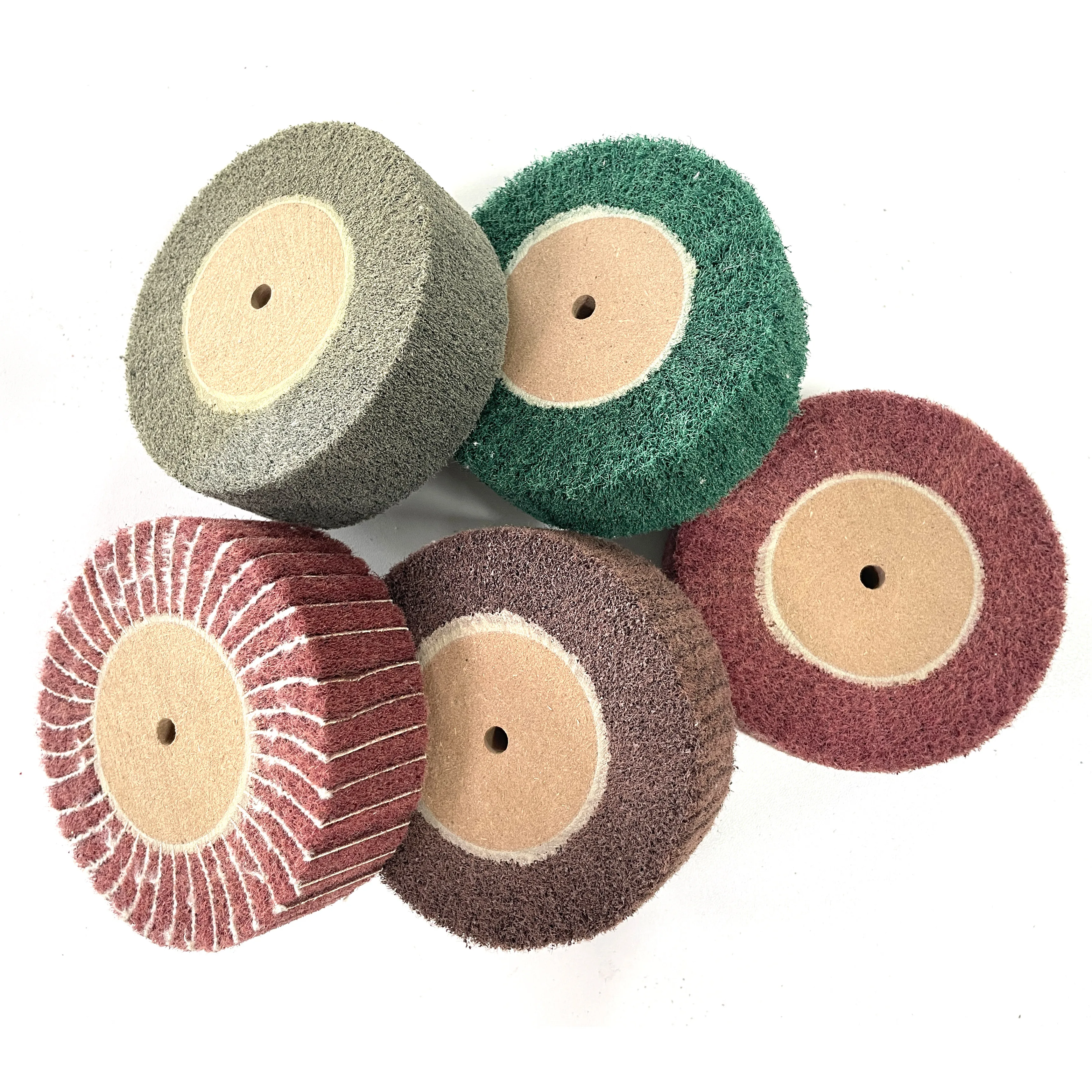 Abrasive Flap Wheel Non Woven Nylon Wire Drawing Fiber Disc Sanding for Metal Stainless Steel Surface Polishing Wheel Customized
