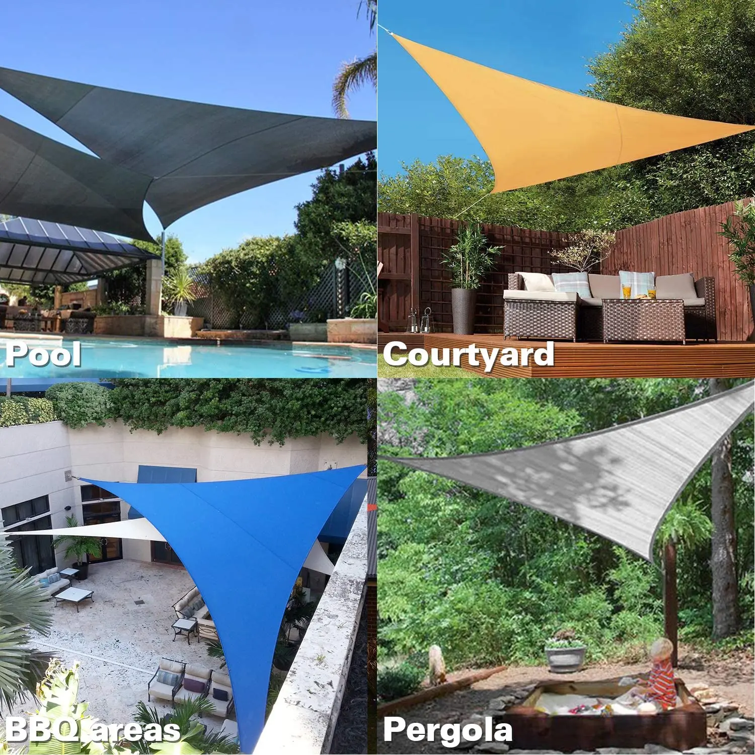 UV Block Outdoor Triangle  Shade Sails Hdpe Shade Sail  Waterproof for Garden and Poor
