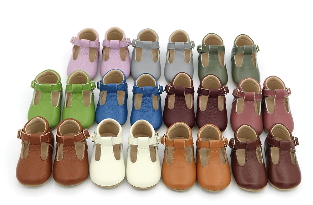 Free Sample High Quality Toddler Buckle Strap Shoes Genuine Leather Wholesale Girls Baby T-bar Dress Shoes