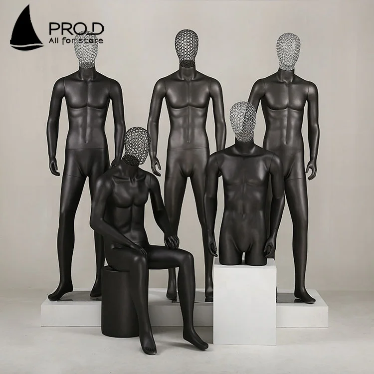 Ruilang Factory Hot Sale Clothing Display Plastic Black Male Mannequin