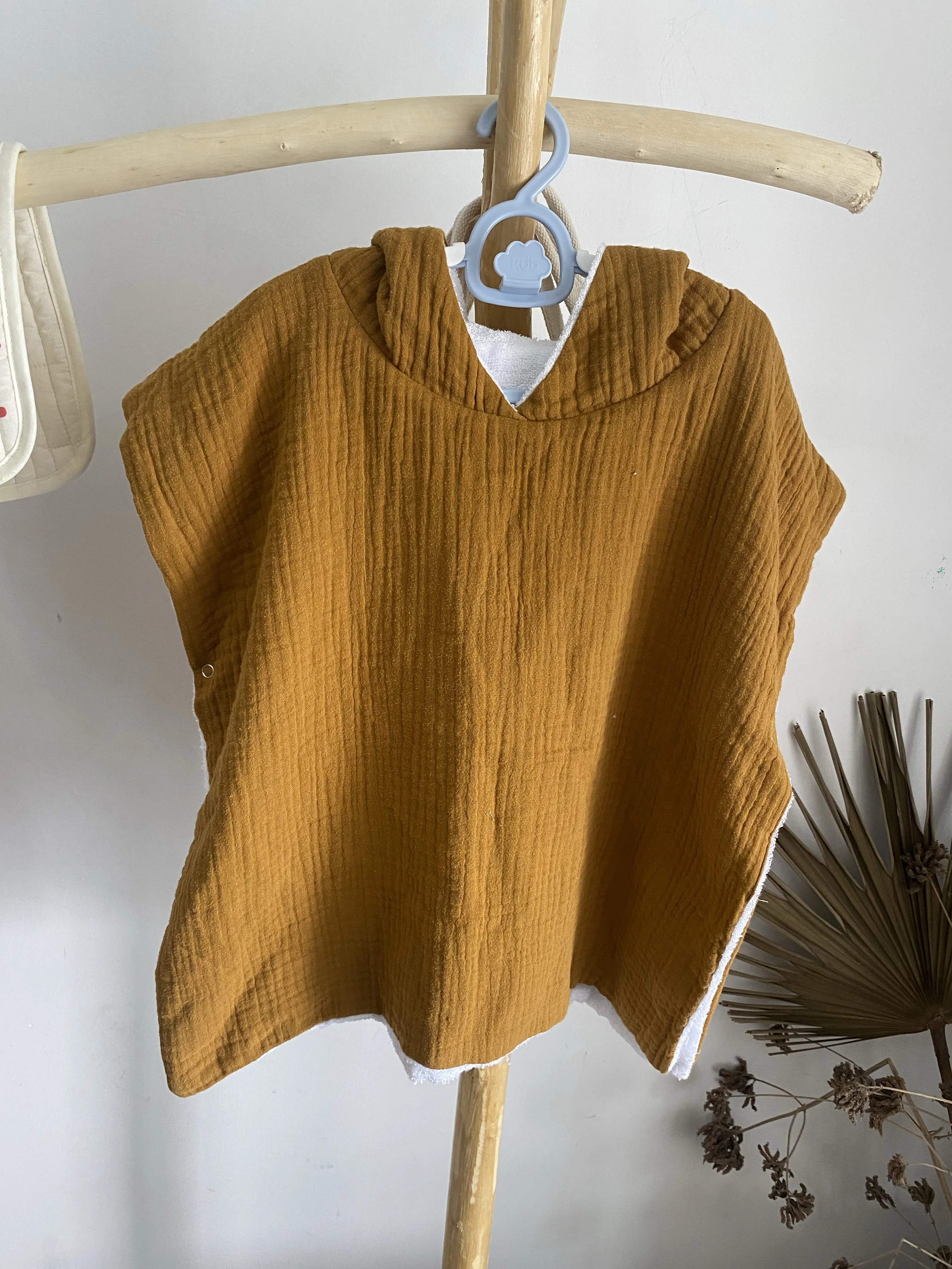 Highly absorbent and super soft bamboo organic cotton baby toddler hooded towel poncho