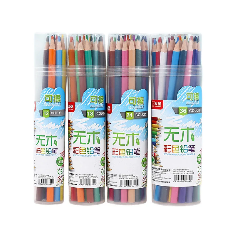 DASHENG Hot Sale 12 18 24  36 Colors Wood Free Colored Pencils in Plastic Tube for School Student Kids Girls and Boys