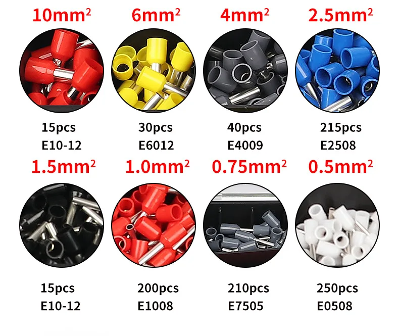HSC8 6-6 0.25-6mm2 wire tool kit 23-10AWG crimper 1200PCS Ferrule Terminal Set Crimping tool kit set