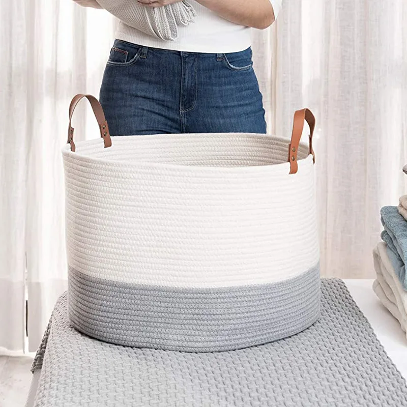 wholesale custom design high quality home laundry cotton storage basket