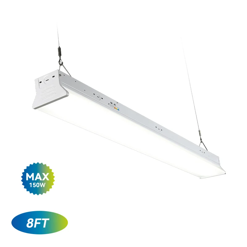 0-10V Dimming 8FT 2.4M 150W Linkable ETL CETL DLC5.1 Premium Emergency Motion Sensor Wide LED Linear Strip Shop Light Fixture