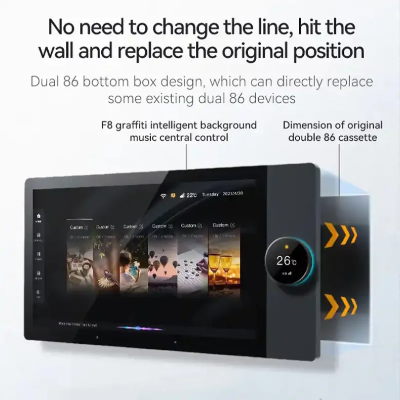 Smart Home System 8-inch WiFi Multi-function Music Host Touch Screen Zigbee Gateway Wall Central Control Panel