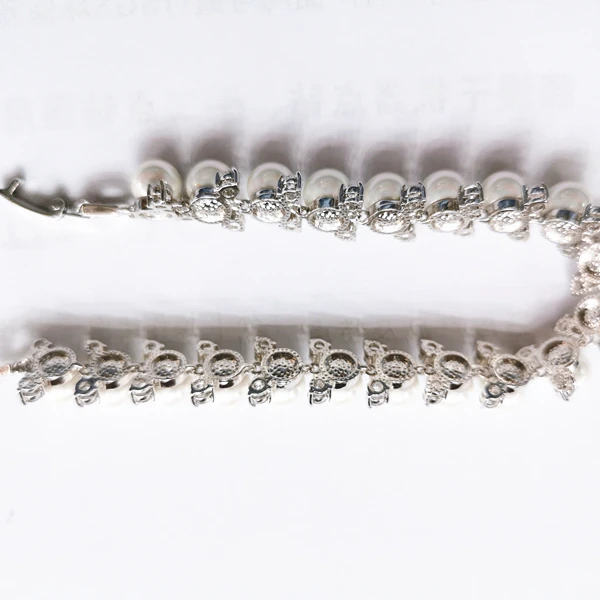 Faux Ivory Pearl Bridal Bracelet Cubic Zirconia Crystals Imitation Pearl Bracelet for Wedding