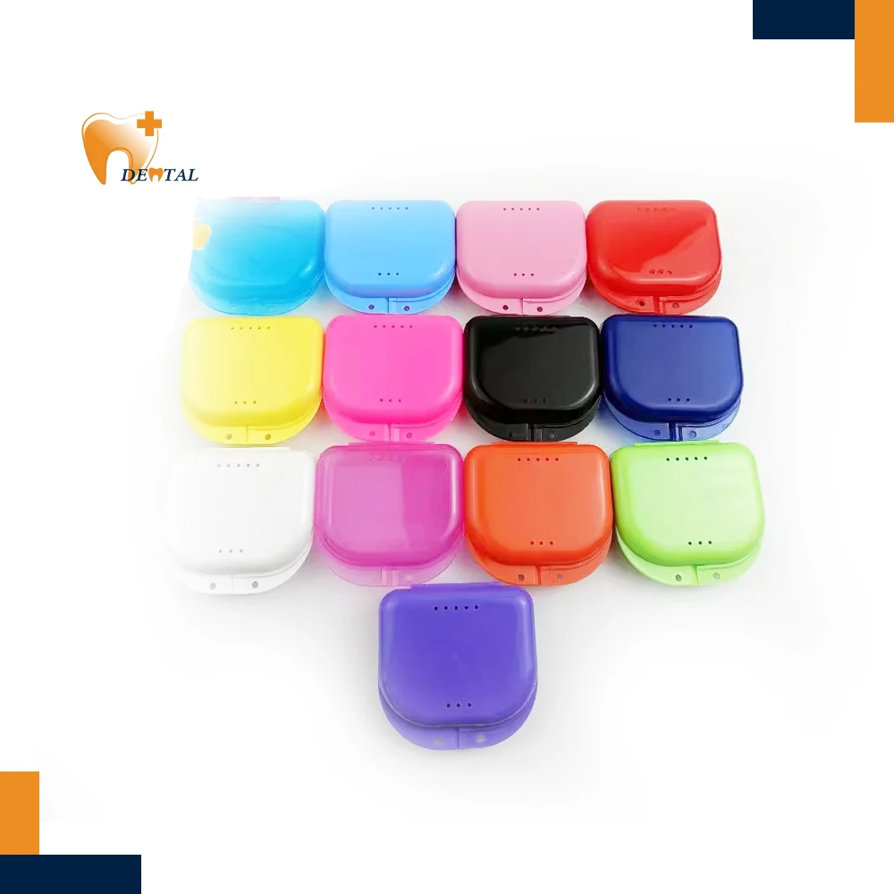 Food Grade Dental Denture Cases Teeth Holder Denture Box Dental Colorful Dental Orthodontic Denture Box For Clinic Home