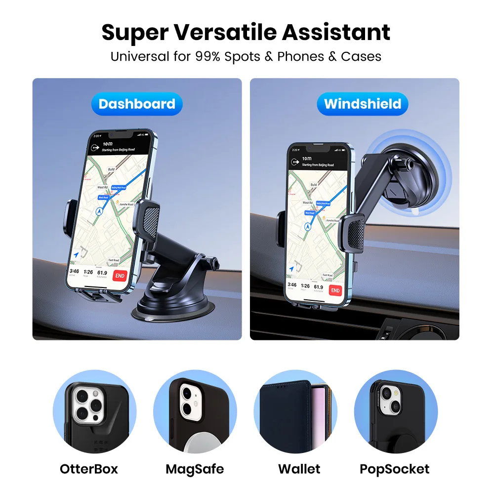 New Trending Flexible Car Windshield Dashboard Strong Sticky Suction Cup Mobile Phone Holders Bracket Car Phone Holder