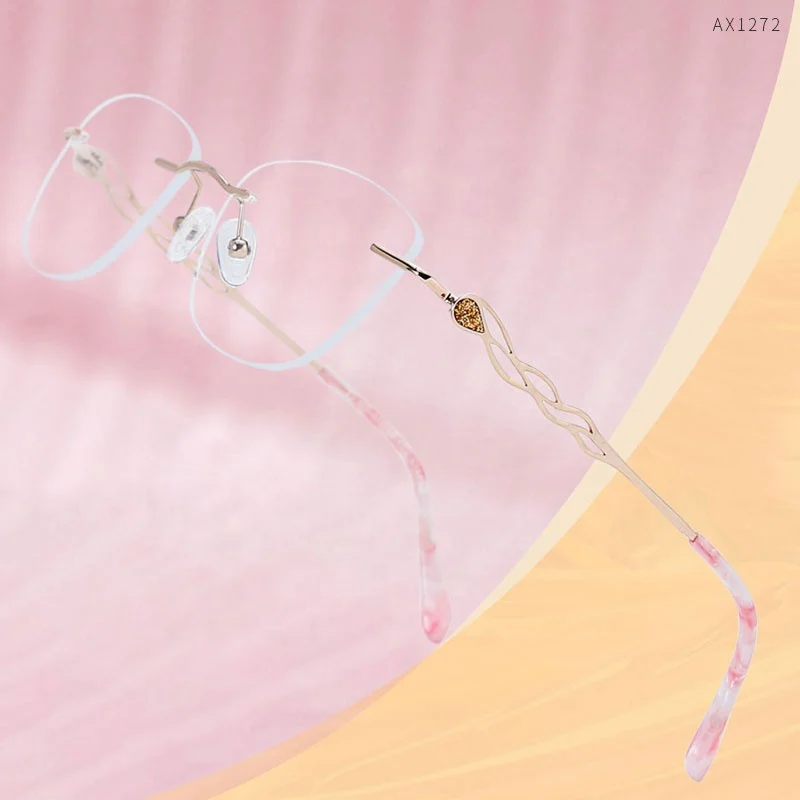 
AX1272 Woman optical eyeglasses titanium optical frame optical glasses female glasses rimless frames eyewear 