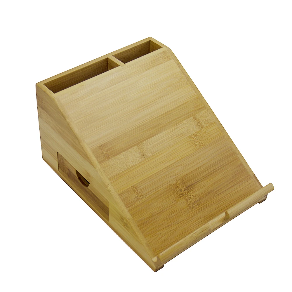 Портативный настольный офисный бамбуковый Настольный органайзер, держатель для ручек и книг с выдвижным ящиком