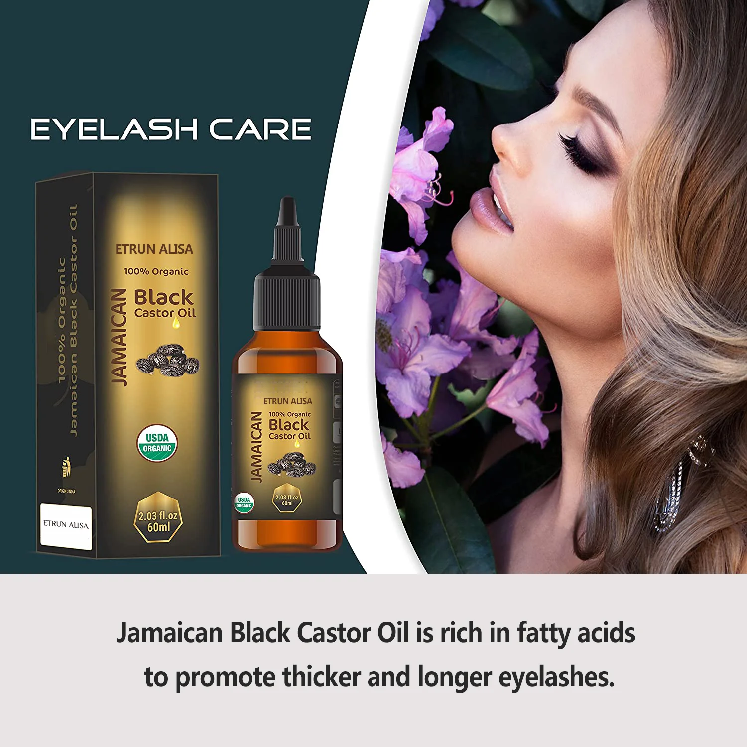 Etrun Alisa private label Organic Jamaican Black Seed Castor Oil Bulk Hair Growth Essential oil