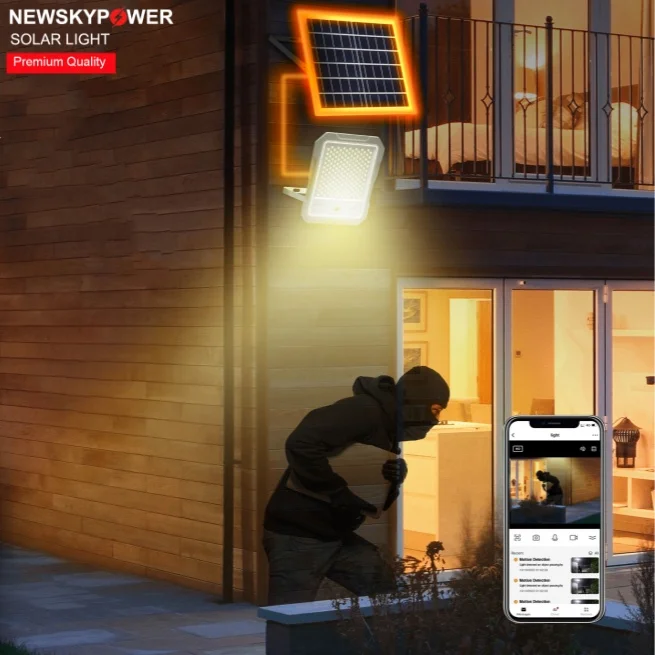 New MJ Breaker Warrior LED 300W 500W 800W 1200W Solar Floodlight With WIFI 1440P CCTV Camera Waterproof Outdoor Security Lamp