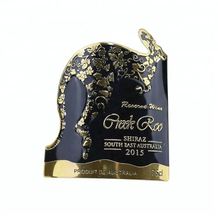 Factory Direct Sale online blan metal christmas wine bottle labels black and gold maker for sale
