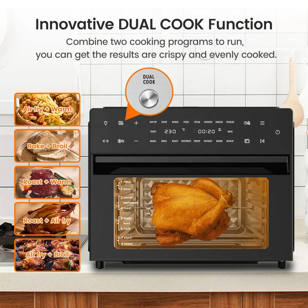 Intelligent Multi Function Safe Forno 30L Stainless Steel Non Stick Kitchen Toaster Chips Pizza Air Fry