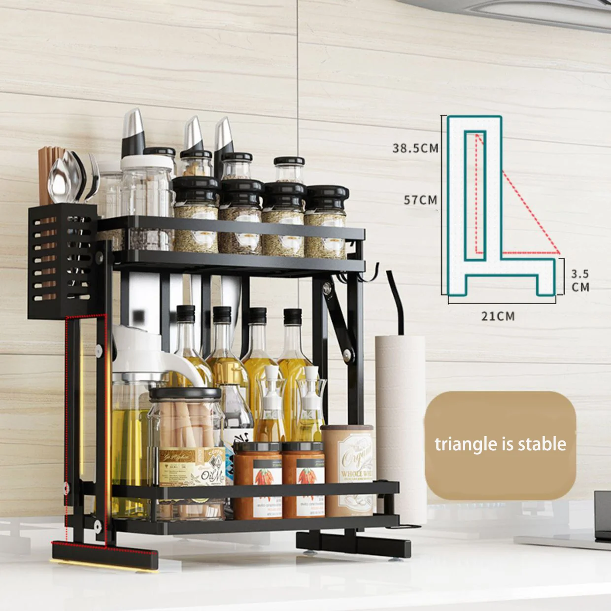 foldable spice and utensils accessories cutting board rack kitchen steel rack