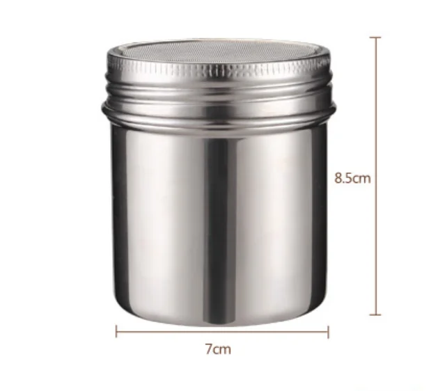 New Durable Kitchen Metal Spice Jar Stainless Steel Flavoring Bottle With A Lid Mesh Powder Sugar Shaker