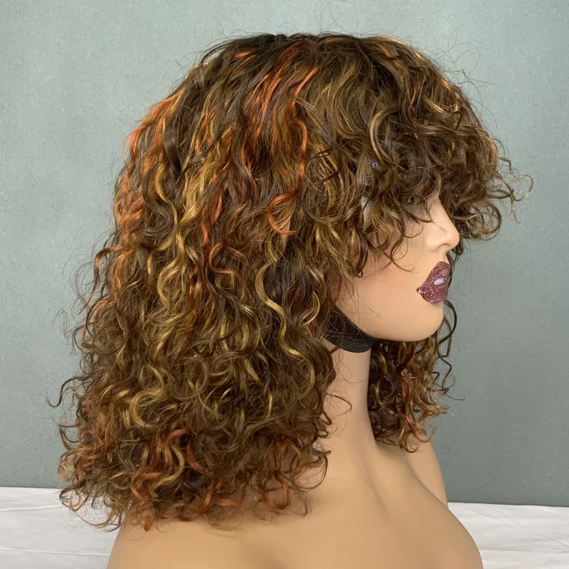 Парики перуанские необработанные человеческие волосы 200 плотности с бахромой P4/350/27 цвета пианино без кружева 100% парик из натуральных волос Боб