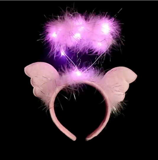 LED Angel Halo Headbands Feather Wreath Glow Hair Band Festival Play Cosplay Christmas Other Party Prop Favor Decorations