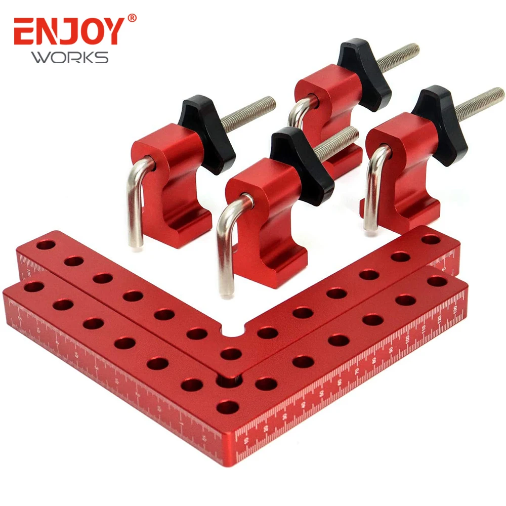 6Pcs/set 90 Degree Positioning Squares Right Angle Clamps Aluminum Alloy Woodworking Carpenter Corner Clamping Square Tools