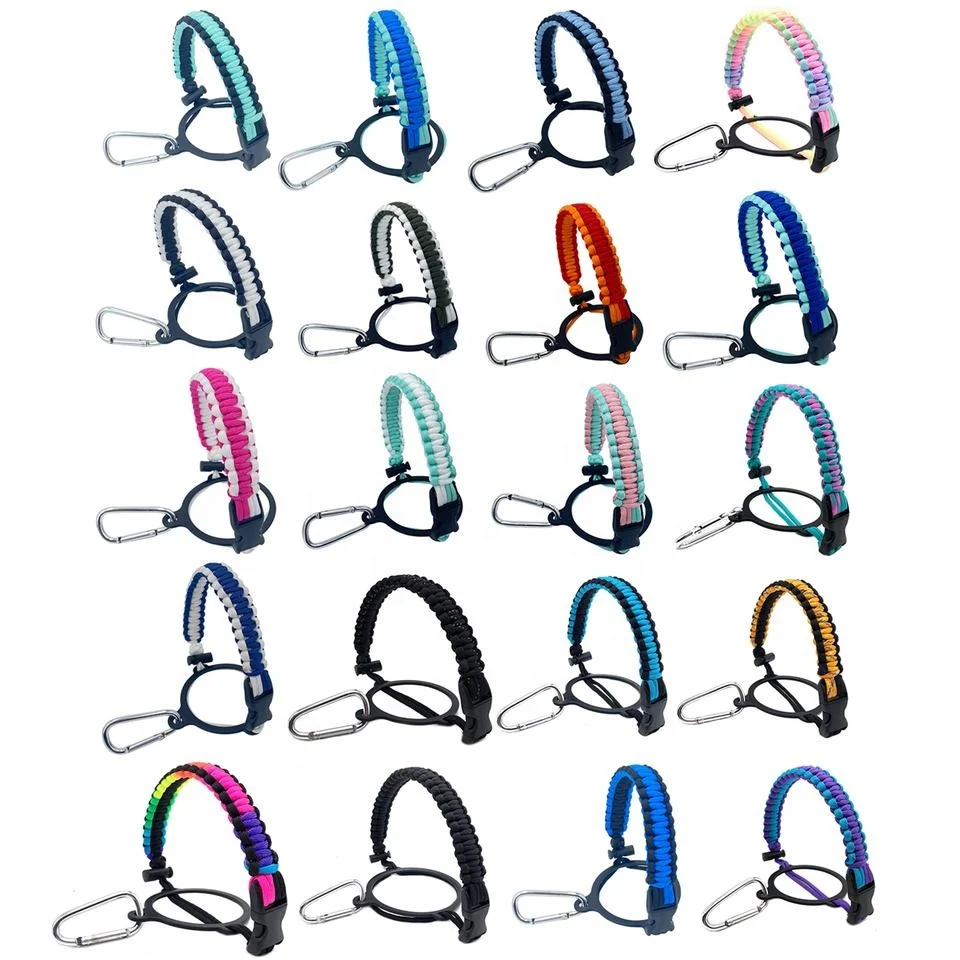 Customized colorful sport paracord weave handle for wide mouth water bottle holder