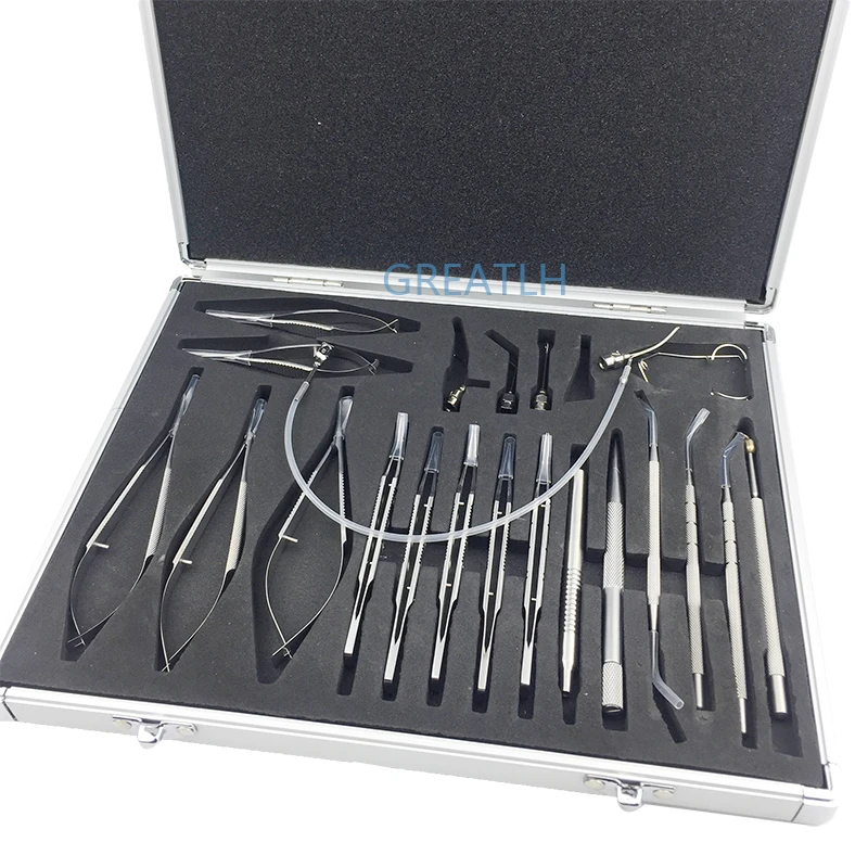 21pcs instrument stainless steel without case medical plastic tweezer Ophthalmic Cataract Set surgical forceps