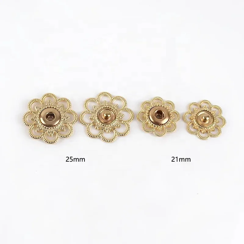 Meetee D3-2 21mm Garment Accessory Hollow Petal Shaped Alloy Snap Button Sweater Trench Coat Invisible Button Flat Color Button