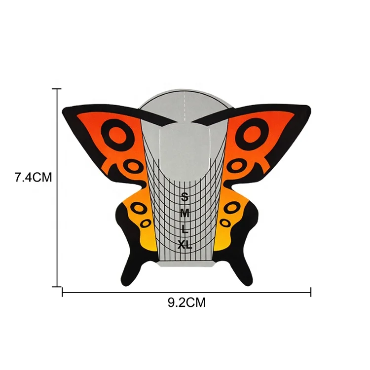 New 500pcs/roll self-adhesive pvc nail form butterfly shape dual nail forms for UV gel tip nails extension guide tools