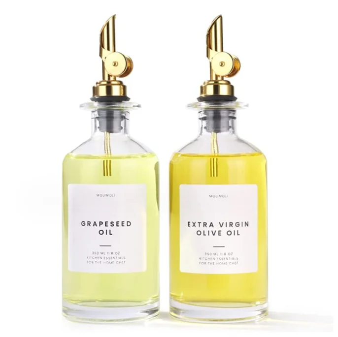 Kitchen Olive Oil Dispenser Bottle,Vinegar Dispenser Coffee Syrup Dispenser Glass Bottle with Weighted Pour Spout