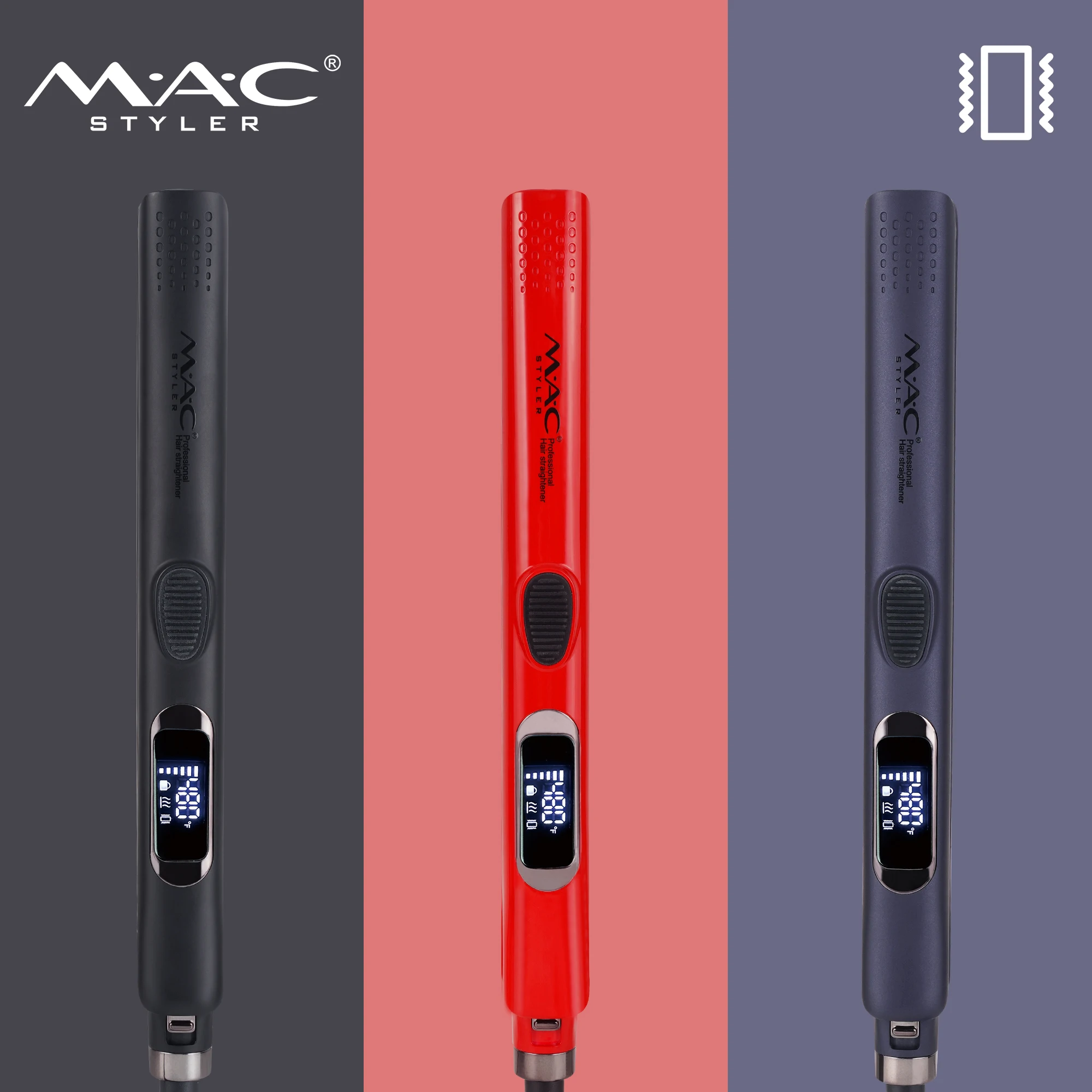 MAC Styler Pink Black Planchas De Cabello Ceramic Flat Iron PTC Heating Professional Hair Straightener