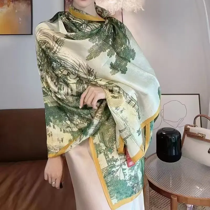 Silkscreen Horse Silkscreen square scarf Bundle scout Stripe Scarves shawl Multi modern