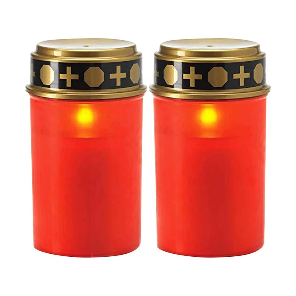Newish church praying outdoor use battery operated cemetery religious candle weatherproof led grave lights