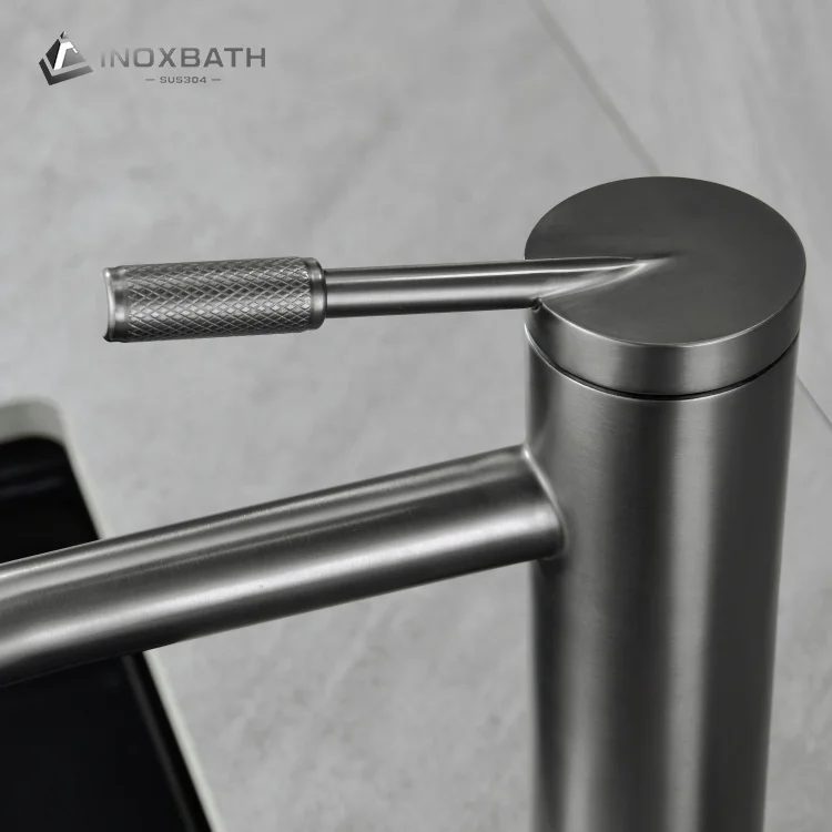 
New Design With Popular Elements Graphite Color Rose Work Basin Faucet 