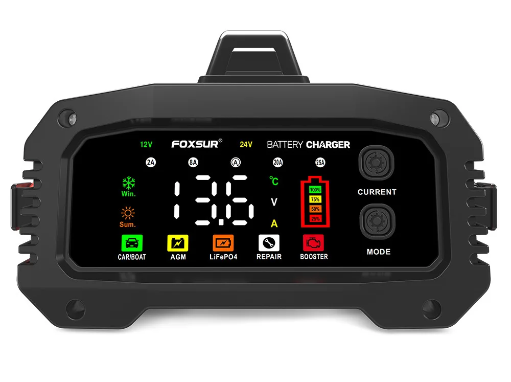 Automatic 12/24 Volt Battery Charger 25A Heavy Duty Battery Charger Home Battery Repair Charger
