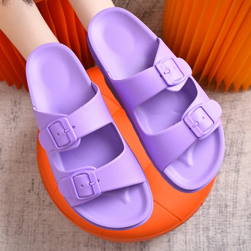 2024 New  XuYe  Wholesale flip flops Unisex platform slides slippers Double-buckle Adjustable Strap Size Pillow Slippers