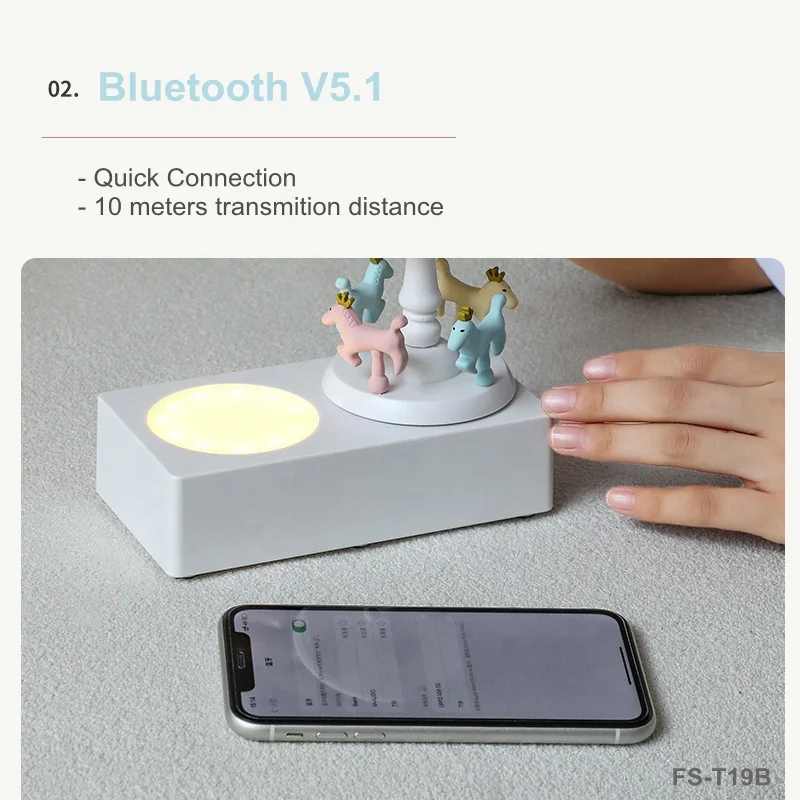 Trending Products New Arrival Christmas Gifts Automatic Rotation Portable Carousel Wireless Speaker night lights