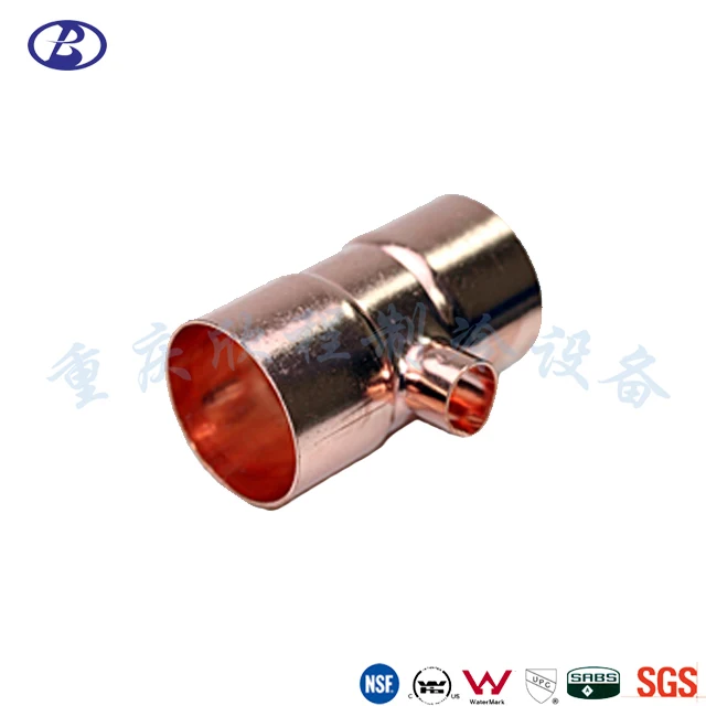 3 Way Copper Tee Reducer Refrigeration and Plumbing Copper Pipe Fitting