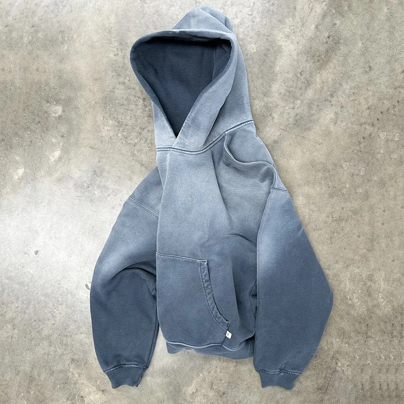 Custom Manufacturers Distressed Streetwear Pullover Hoody High Quality Heavyweight Vintage acid wash Sun Faded Hoodie