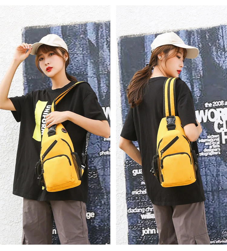 Fashion Waterproof Crossbody Sling Backpack with Earphone Hole Women Men Fashion Shoulder Chest Bag