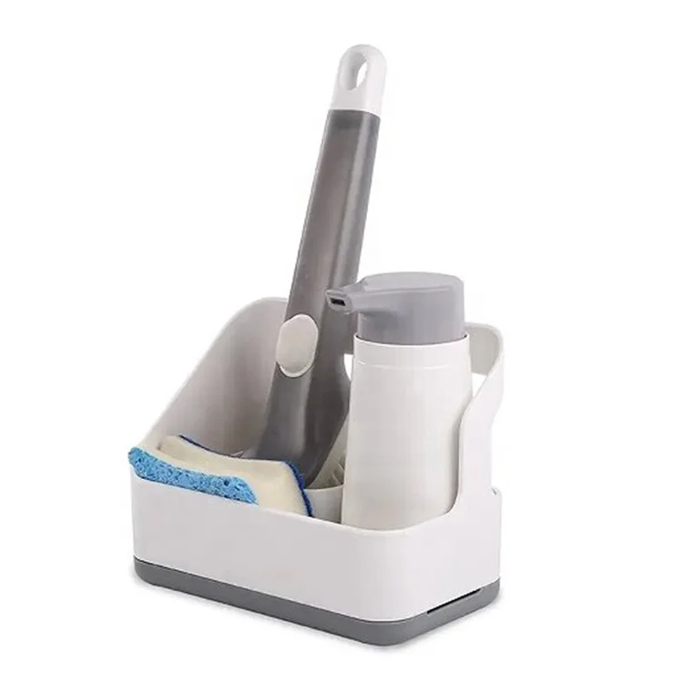 Plastic Sink Caddy Kitchen Sink Organizer Sponge and brush Holder Dish Scrubber Organizer with drain tray for kitchen bathroom