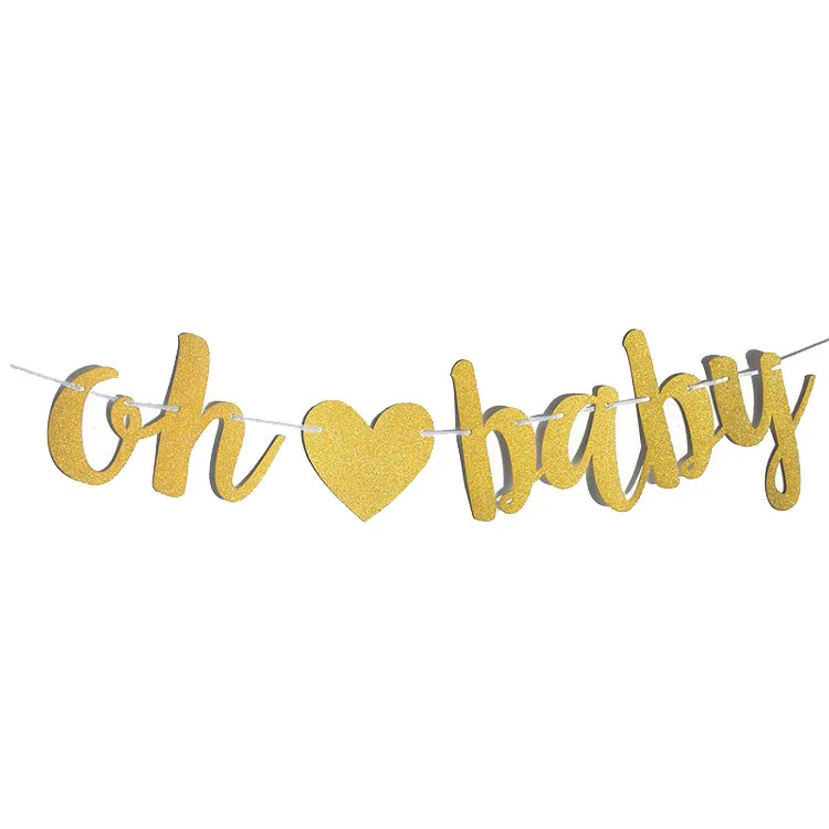Блестящая бумага с надписью oh baby boy или girl баннер кисточками в комплекте для вечеринки честь рождения ребенка