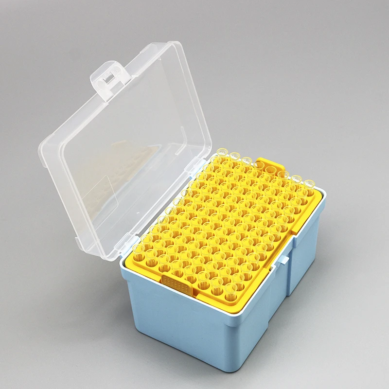 Single Box Yellow 200ul Laboratory Filtered Sterile Pipette Tips
