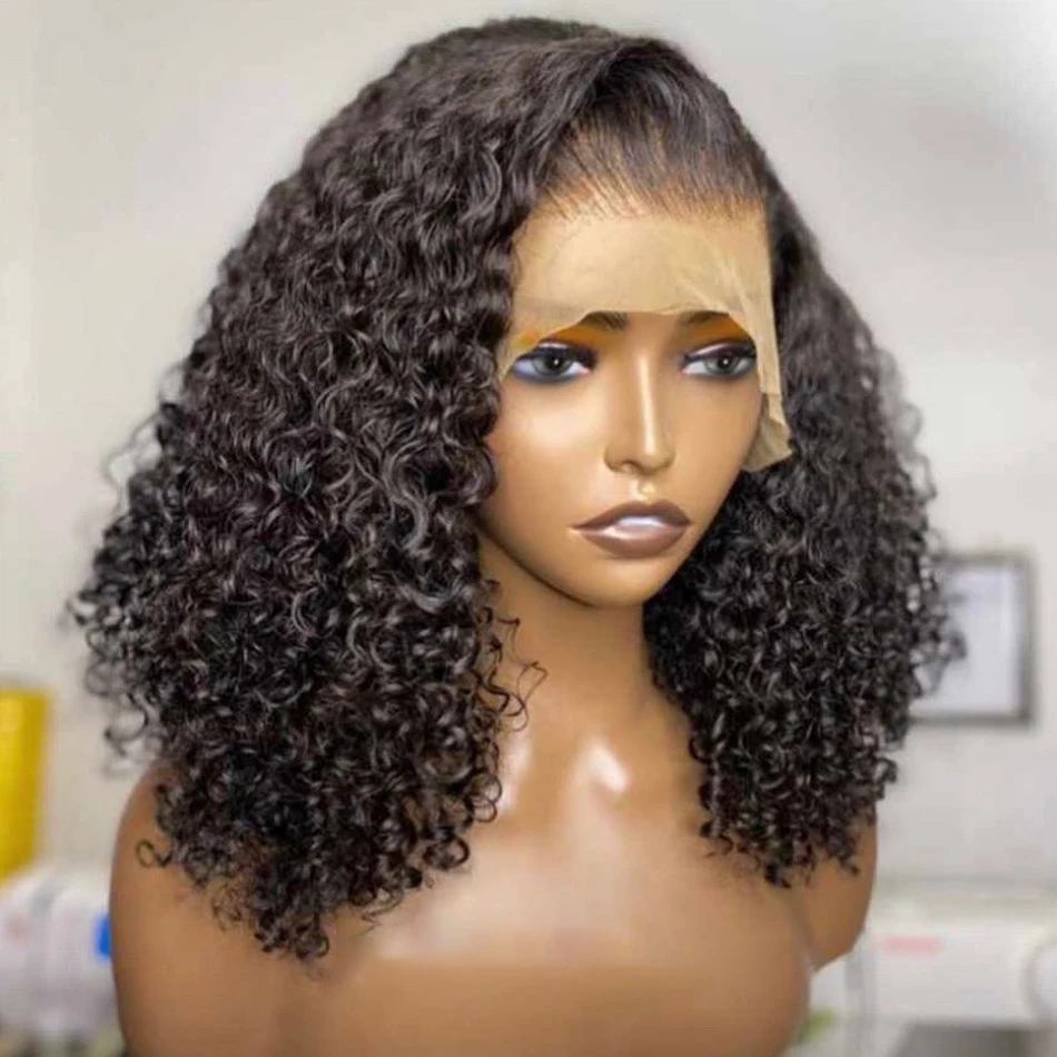 Yeswigs Short Bob Wigs Human Hair Lace Front Peruvian Virgin Hair Full Lace Human Hair Wigs For Black Women Kinky Curly Bob Wigs