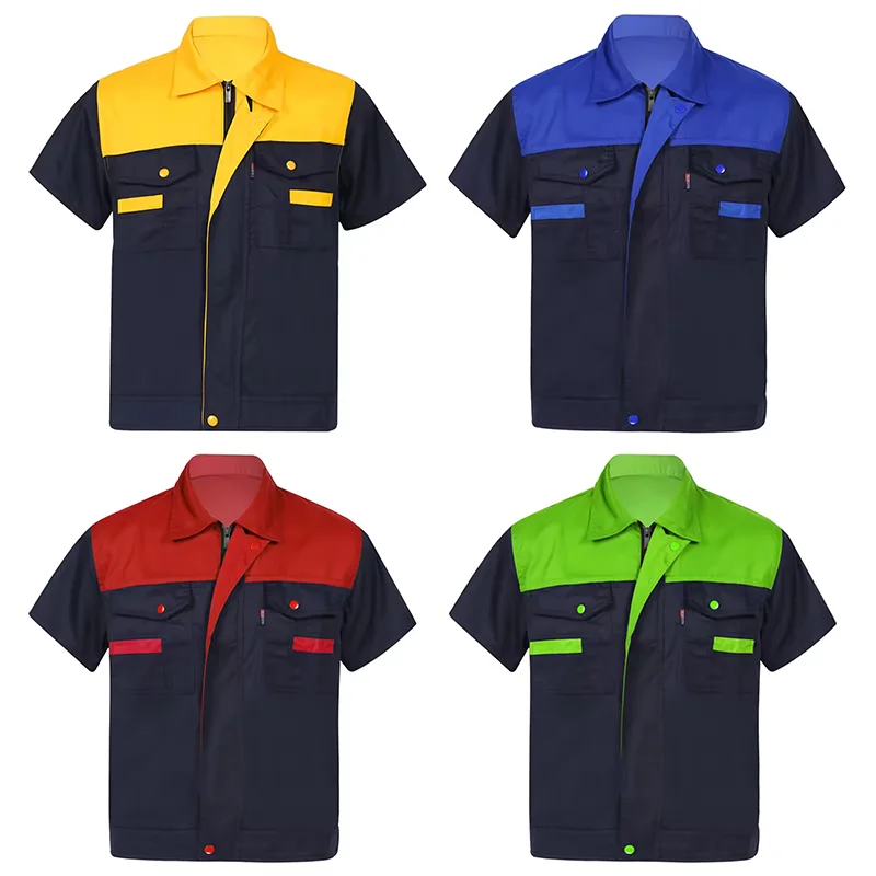 Custom Short Sleeve Lightweight Work Clothes Factory Plumber Mechanic Auto Repairmen Workwear Uniform Poly-cotton Work Shirt